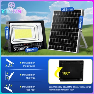 YISON【เปลี่ยนฟรี 30ปี】โคมไฟโซล่าเซลล์สปอตไลท์ solar light IP68 LED โซล่าเซลล์ 80000w โซล่าเซลล์ ไฟสีเหลือง
