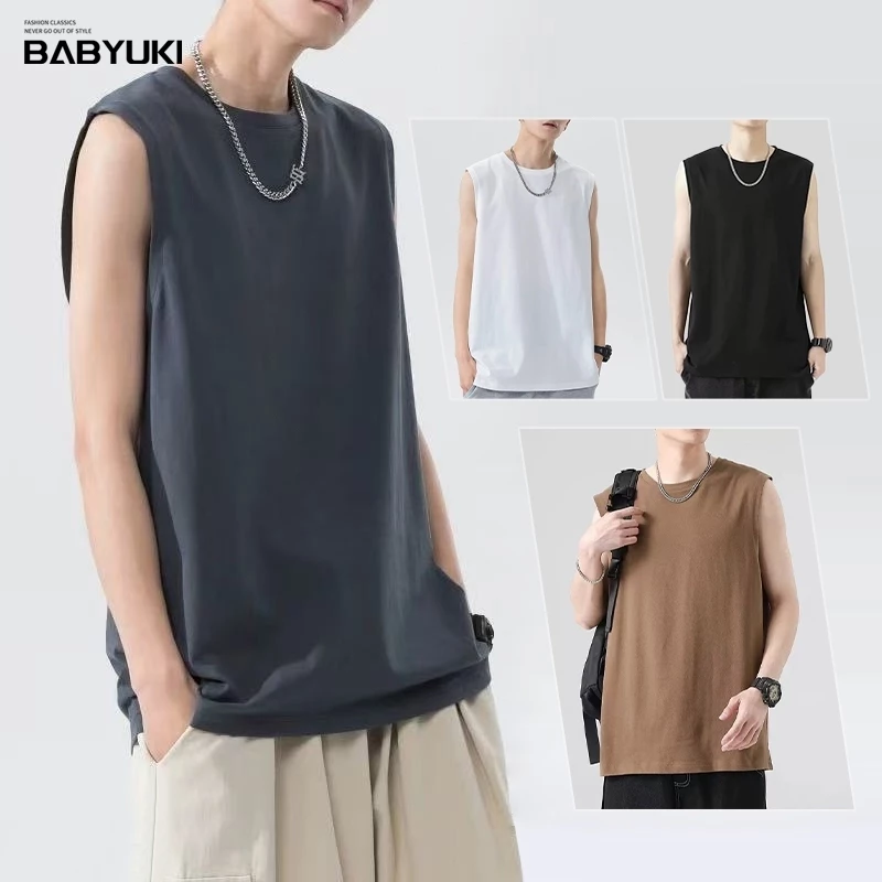 BU เสื้อกล้ามผู้ชาย เทรนด์แฟชั่นสำหรับผู้ชายกีฬาและออกกำลังกายเสื้อกล้ามสายเดี่ยว