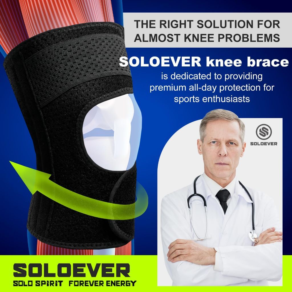 สนับเข่า SOLOEVER ยืดหยุ่นสูง ระบายอากาศดี ลดอาการปวดเข่า ปรับขนาดได้