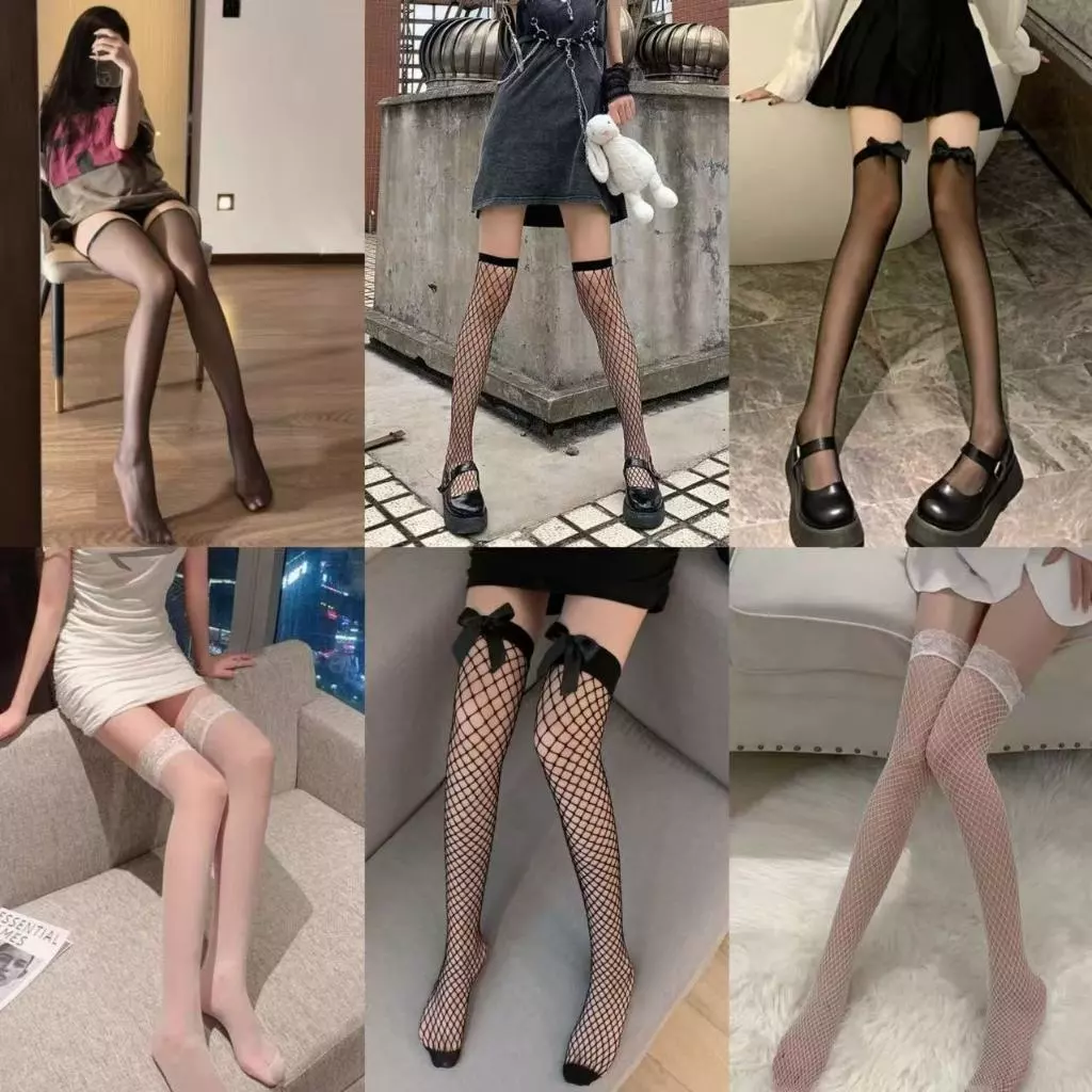 🎀พร้อมส่งในไทย🧦ถุงเท้ายาวถึงเข่า JK สไตล์ญี่ปุ่น ตกแต่งโบว์ลูกไม้ หวานและน่ารัก ถุงเท้าโลลิต้า