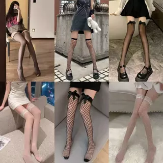 🎀พร้อมส่งในไทย🧦ถุงเท้ายาวถึงเข่า JK สไตล์ญี่ปุ่น ตกแต่งโบว์ลูกไม้ หวานและน่ารัก ถุงเท้าโลลิต้า
