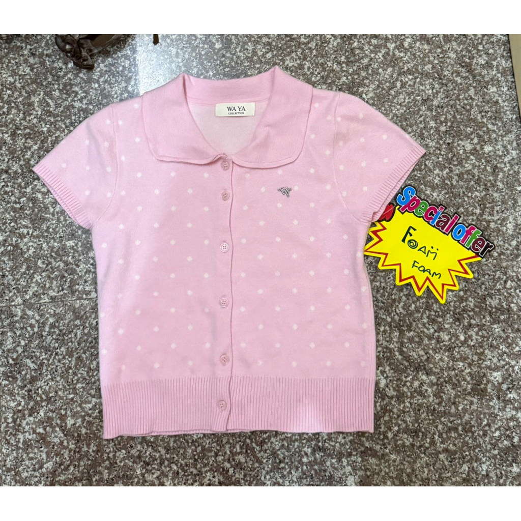 เสื้อไหมพรม สีชมพู ป้ายYA WA ใส่หนึ่งครั้งไม่มีตำหนิ