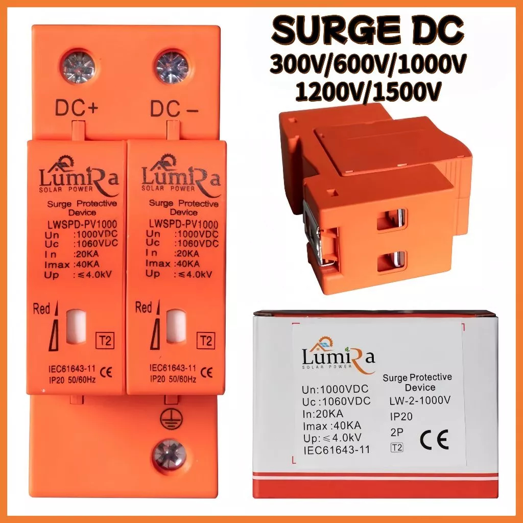 SPD ป้องกันฟ้าผ่า2P DC1000V 40KA ไฟกระชากโซล่าเซลล์ ป้องกันแสงอาทิตย์ เสิร์จกันฟ้าผ่า surge protective device