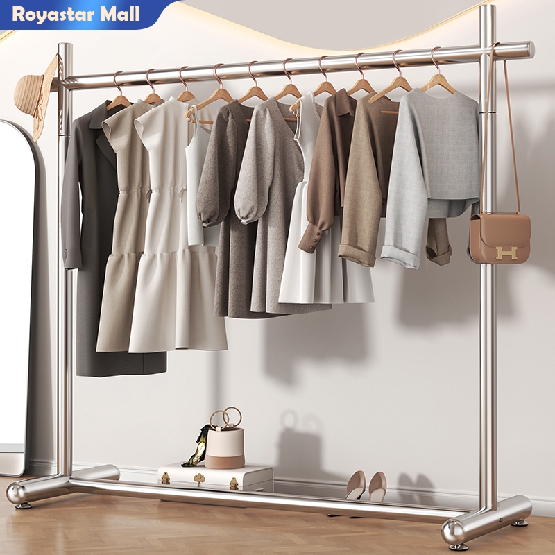 ราวตากผ้า ราวแขวนผ้า สแตนเลส304 ราวแขวนผ้า เสาเดี่ยว/เสาคู่ มีล้อเลื่อน ชั้นล่างสามารถวางของได้ รับน้ำหนักได้ 200kg+