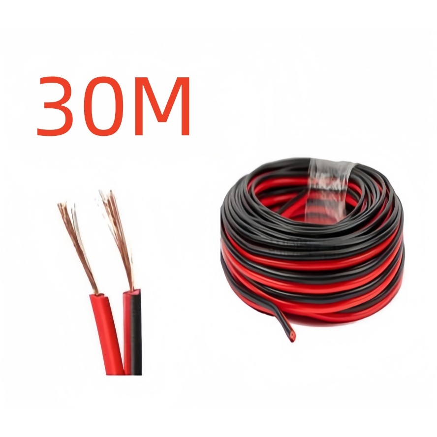 สายลำโพง 30 เมตร ทองแดงแท้ 2*0.5 (สีดำ/แดง) speaker cable for Audio/pa/home