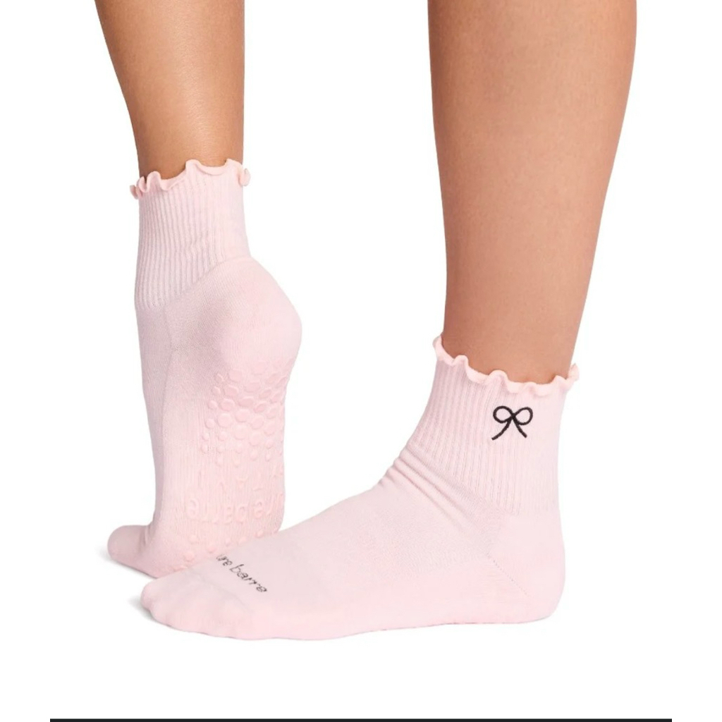 S M L⚠️no tag pure barre by tavi noir crew socks pink