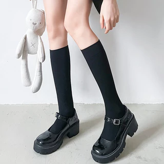✨ส่งจากไท✨ ถุงเท้านักเรียน ถุงน่องเนือเข่า สไตล์โลลิต้า ยืดหยุ่นสูง สีพื้น สําหรับสวมใส่ทุกวัน