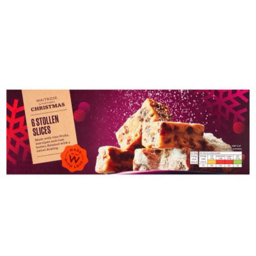 East waitrose Christmas 6 stollen slices 213g. 🇬🇧 จากอังกฤษ เค้กสโตนสไลด์