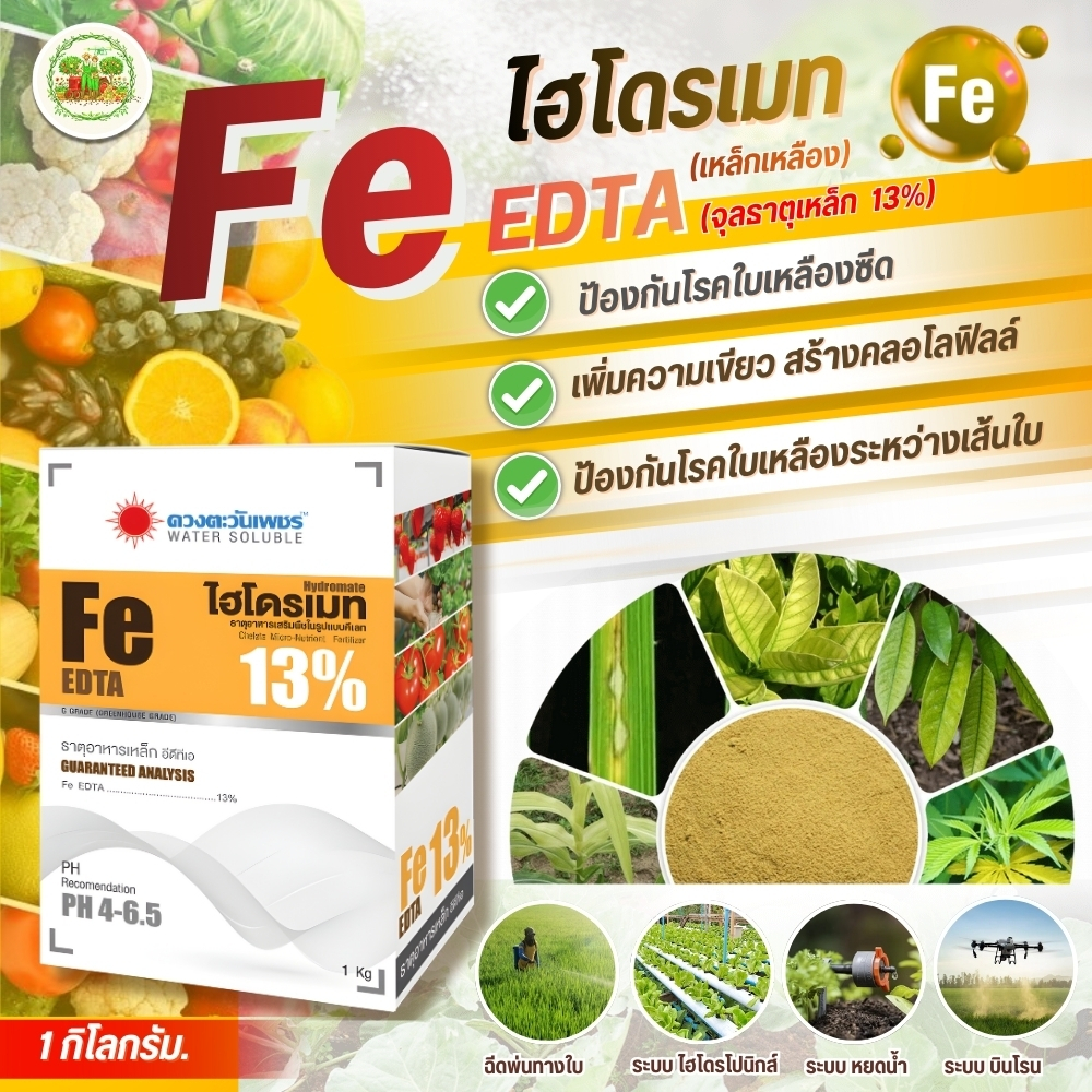 คีเลต เหล็กเหลือง 13% Fe-EDTA ดวงตะวันเพชร
