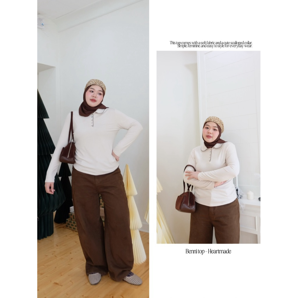 (C70) Heartmade-Bonnie top🧣#6231 (เสื้อยืดคอปกกระดุมเปลือกหอยผ้านุ่มมาก)