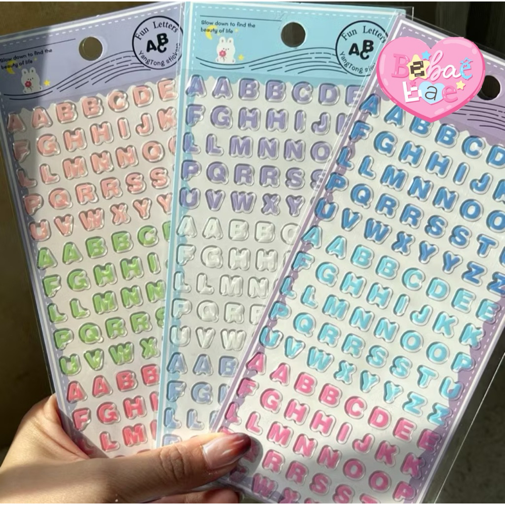 jelly sticker สติกเกอร์เจลลี่นูน abc สติกเกอร์ตัวอักษร