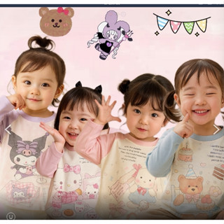 BB165 เสื้อแขนยาวเด็กโทนพาสเทล ลายการ์ตูนสุดคิ้วท์  เสื้อเด็…