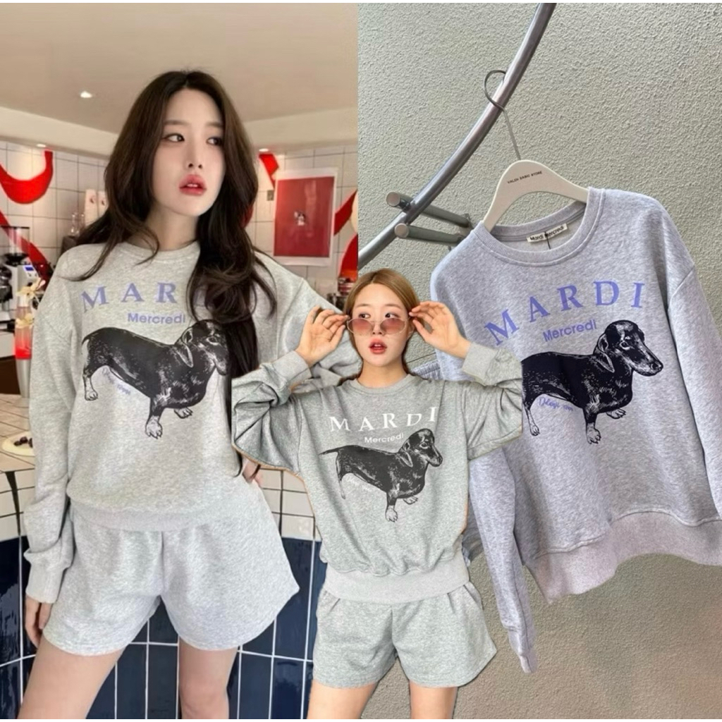 Mardi doggy seth (490฿) ชุดเซ็ทเสื้อคอกลมแขนยาว มาพร้อมกับกางเกงขาสั้น