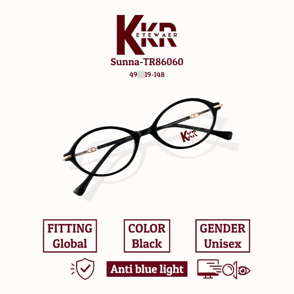KKR EYEWEAR | Blue Block Lens Sunna-TR86060 เลนส์กรองแสงสีฟ้า(ไม่เปลี่ยนสี) วัสดุยืดหยุ่นแข็งแรง มีสินค้าพร้อมส่ง