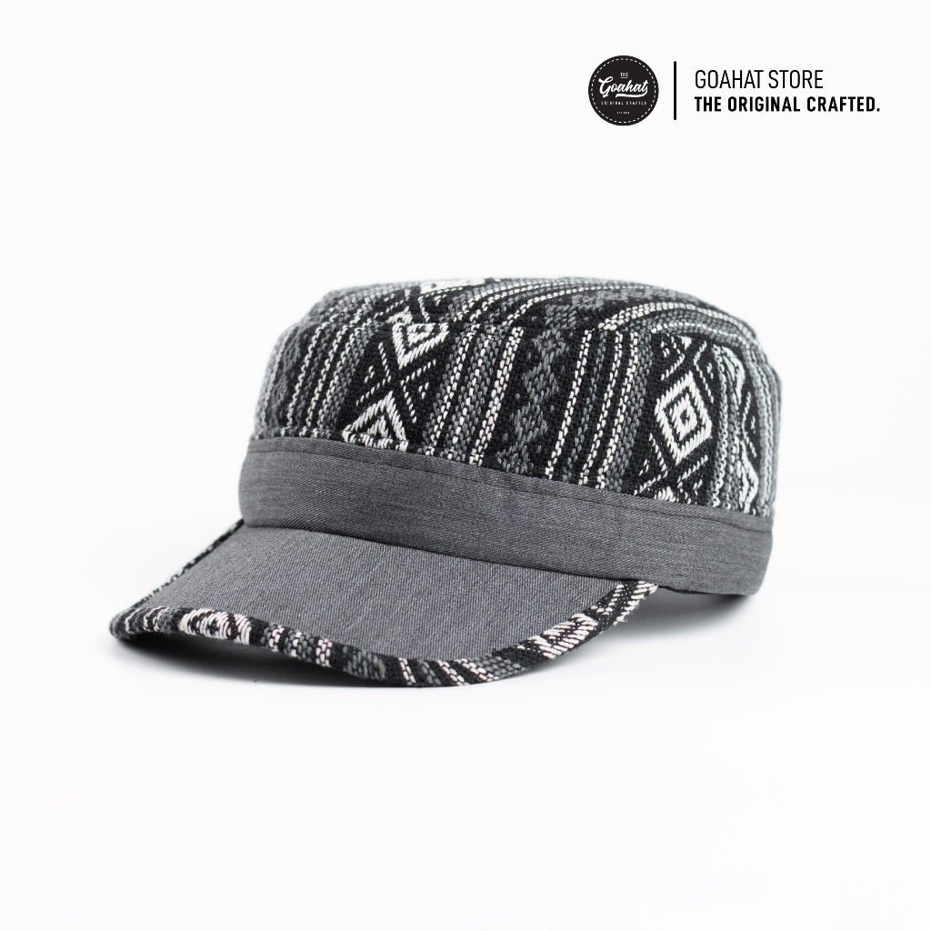 G308 Shadow Grey หมวก Boho Cap หมวกผ้าทอ ทรงหมวกแก็ปทหาร งานสวย มีไสตล์ นุ่ม เบา ใส่สบาย