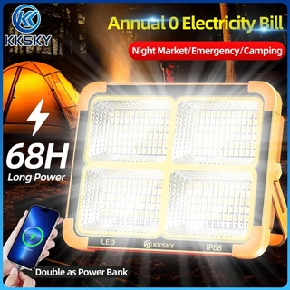 KKSKY ไฟโซล่าเซลล์ 50000W 80000W แสงแรง ไฟเตือน IP68 ชาร์จมือถือได้ ไฟแคมป์ ไฟฉุกเฉิน ที่อยู่อาศัยกันน้ำ USB อินเตอร์เฟซ