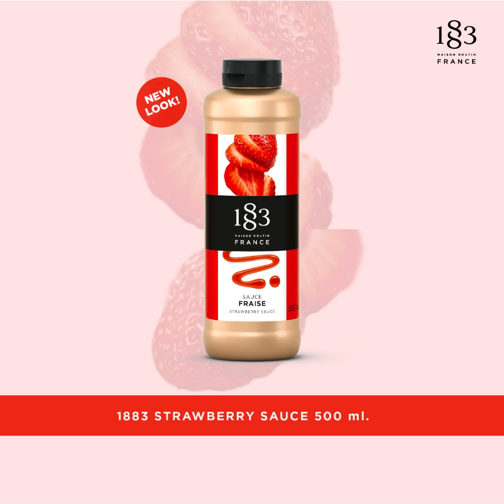 (New แพคเกจ) 1883 ซอสสตรอเบอร์รี่ เข้มข้น หวาน หอม กลมกล่อม 500 มล. (1883 STRAWBERRY SAUCE 500 ml.)