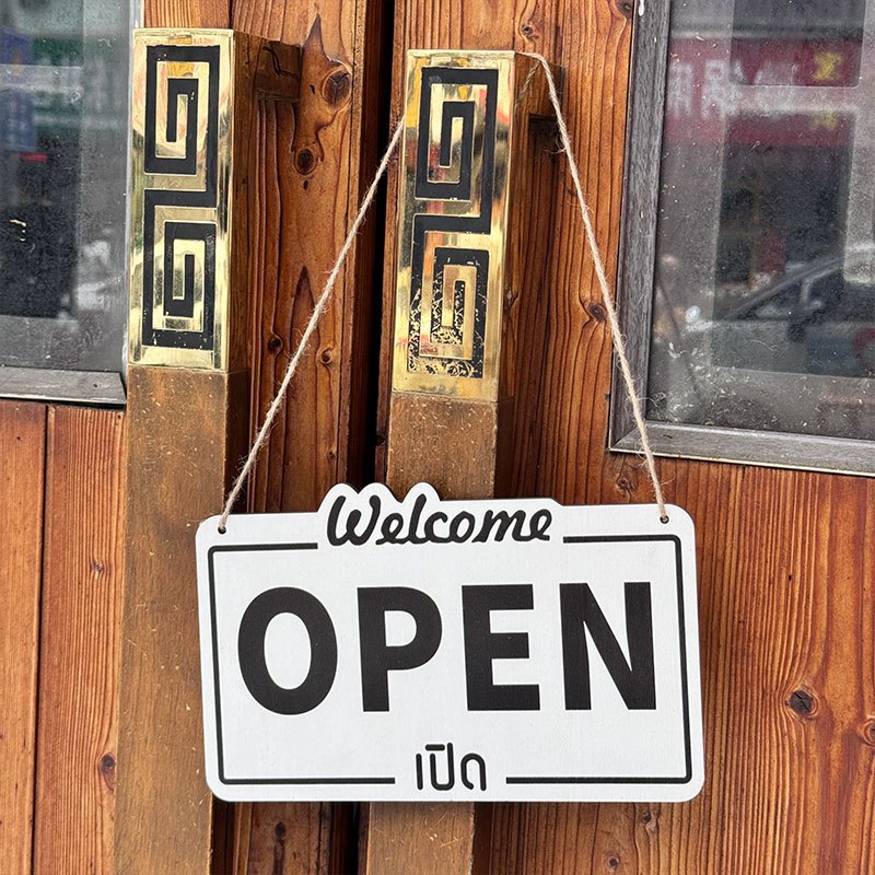 ป้ายแขวน 2หน้า ปิด เปิด ป้ายเปิดปิด ป้ายประตูร้านแ OPEN/CLOSED ป้ายร้านอาหาร ทำจากแผ่นไม้  ไม่บวมไม่ลอก แถมเชือก ตะขอ - รูปที่ 3