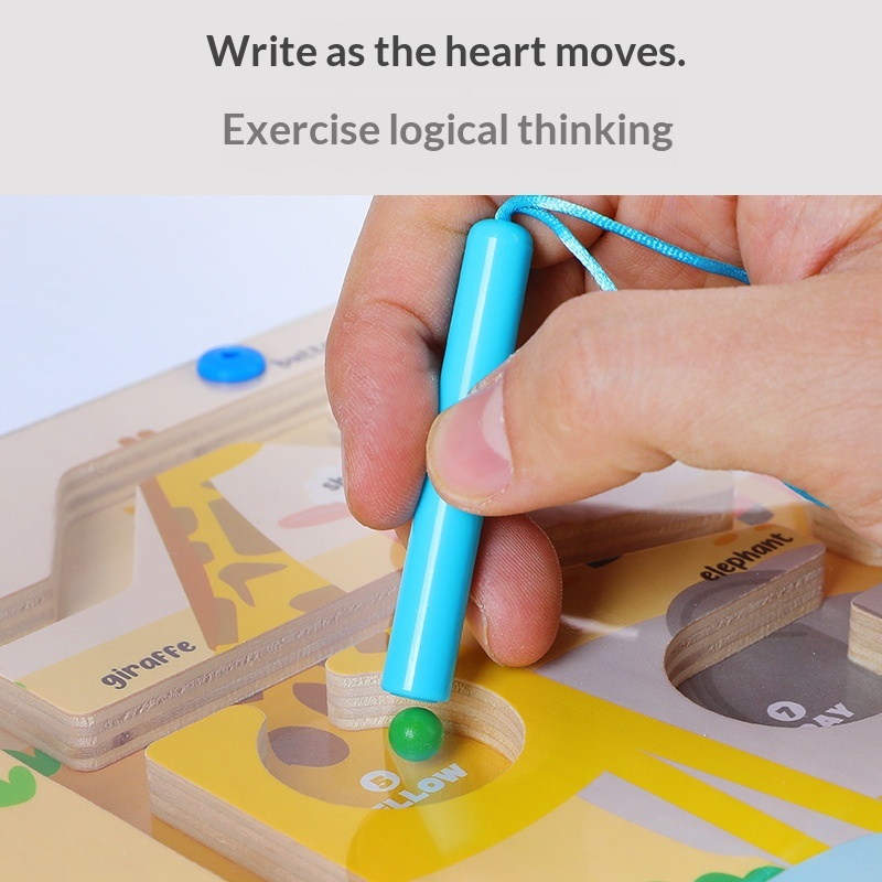 KiKi เขาวงกตแม่เหล็ก ของเล่นไม้ เสริมการพัฒนาการเด็ก สามารถช่วยให้เด็กเรียนรู้ที่จะแยกแยะสี - รูปที่ 3