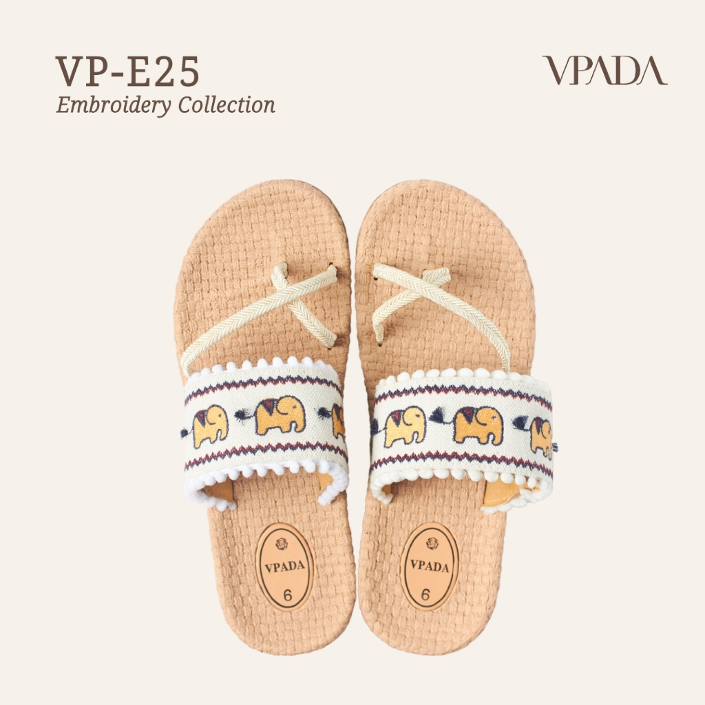 Vpada_sandals_VP-E25 Embroidery Collection รองเท้าแตะชายหาดแบน รองเท้าแตะแฟชั่น