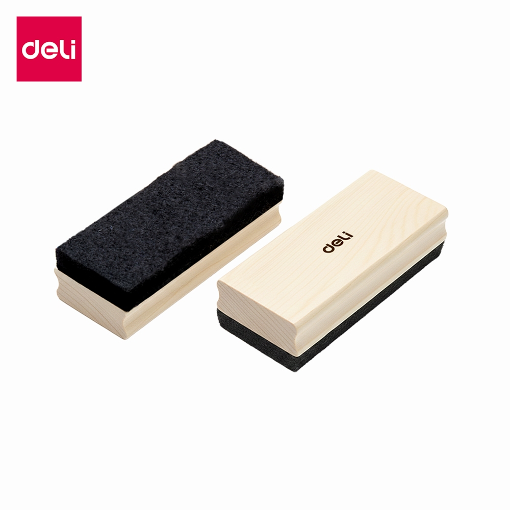 Deli แปรงลบกระดาน ทำจากไม้สน สักหลาด ทนทาน ใช้งานได้นาน ใช้ได้ทั้งกระดานดำและไวท์บอร์ด Felt Eraser