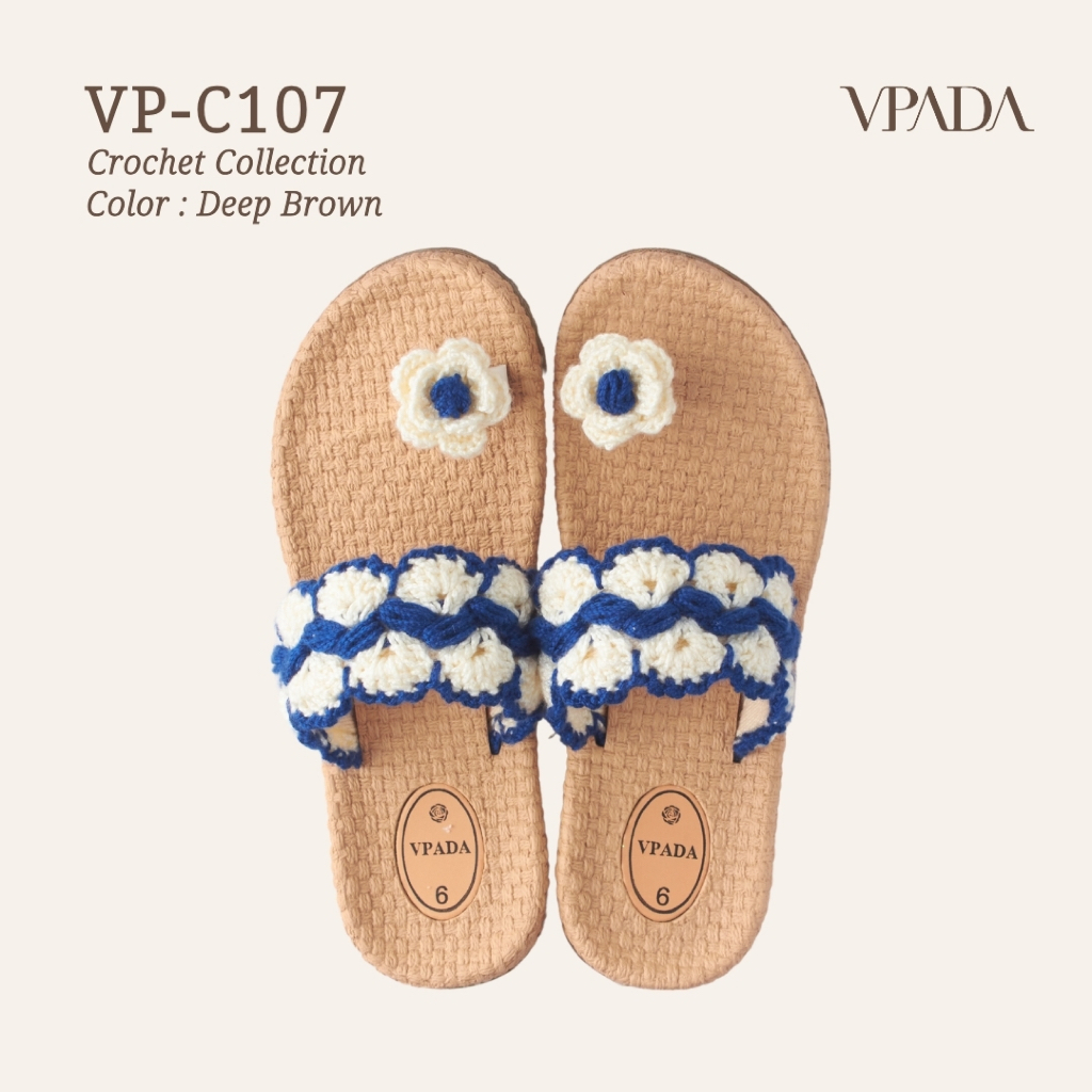 Vpada_sandals_VP-C107 Crochet Collection  รองเท้าแตะชายหาดแบน รองเท้าแตะแฟชั่น