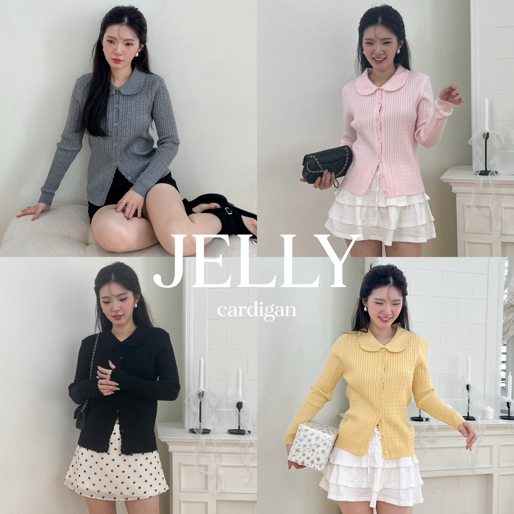 SHOP.POPO-Jelly cardigan เสื้อคาดิแกนไหมพรมคอปก