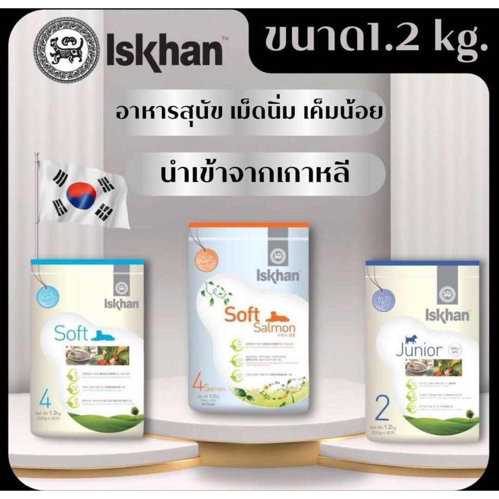 Iskhan อีสคาน อาหารสุนัขเม็ดนิ่ม ลูกสุนัขและสุนัขโต Soft Salmon / Soft Chicken / Junior นำเข้าจากเกา