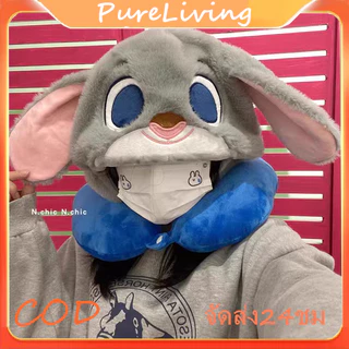 หมอนรองคอสําหรับเดินทาง หมอนรองคอZootopia การ์ตูนจูดี้กับนิค หมอนรองคอน่ารักจากการ์ตูนซูโทเปีย หมอนรองคอพร้อมฮู้ด