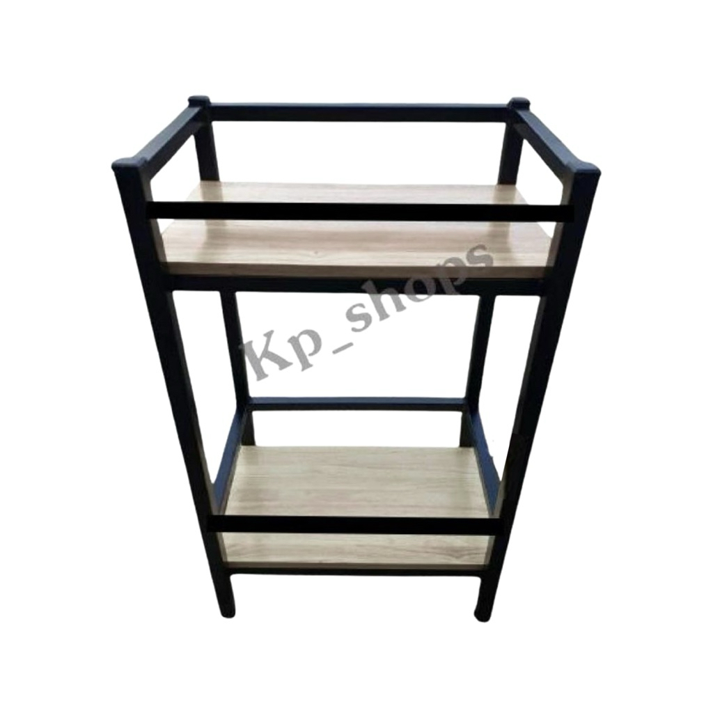 ชั้นบาร์น้ำหน้าไม้ยางพารา 2 ชั้น ขาเหล็กสีดำ ขนาดสินค้า 30x50x75 ** จำกัดออเดอร์ละ 1ตัว/1 ออเดอร์ เท่านั้น **