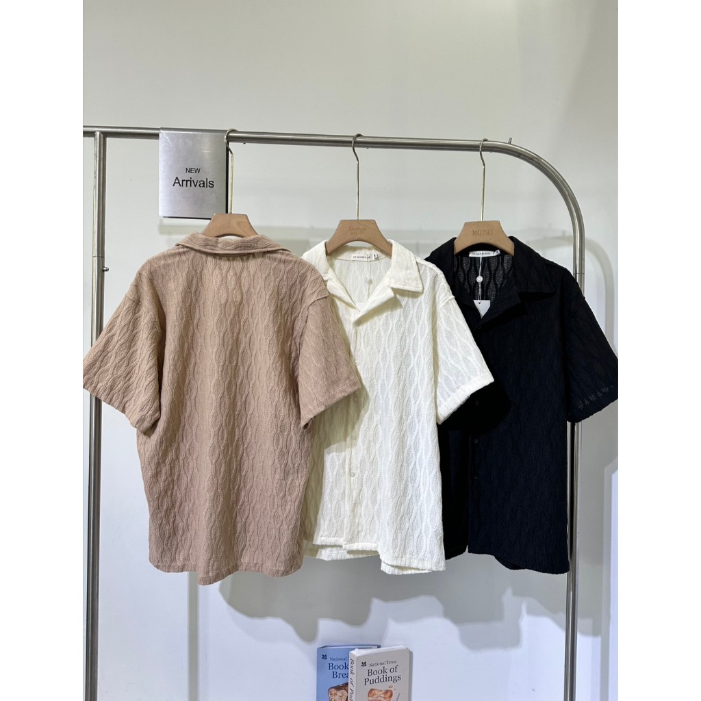 เสื้อเชิ้ตผู้ชายแขนสั้น รุ่น N061 ดีไซน์ลายทอแบบมินิมอล สไตล์คลาสสิค ใส่ง่ายในทุกโอกาส - รูปที่ 3