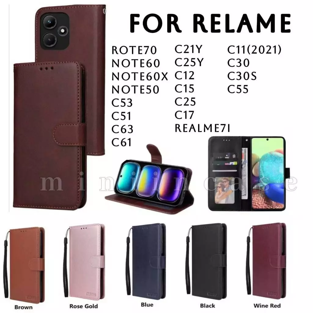 เคสฝาพับ สำหรับ Realme Note80 50 60 60X 70 C53 C63 C61 C21Y C25Y C12 C15 C17 7i C30 C30s แถมสาย ตั้งได้ เคสกระเป๋า BOSS