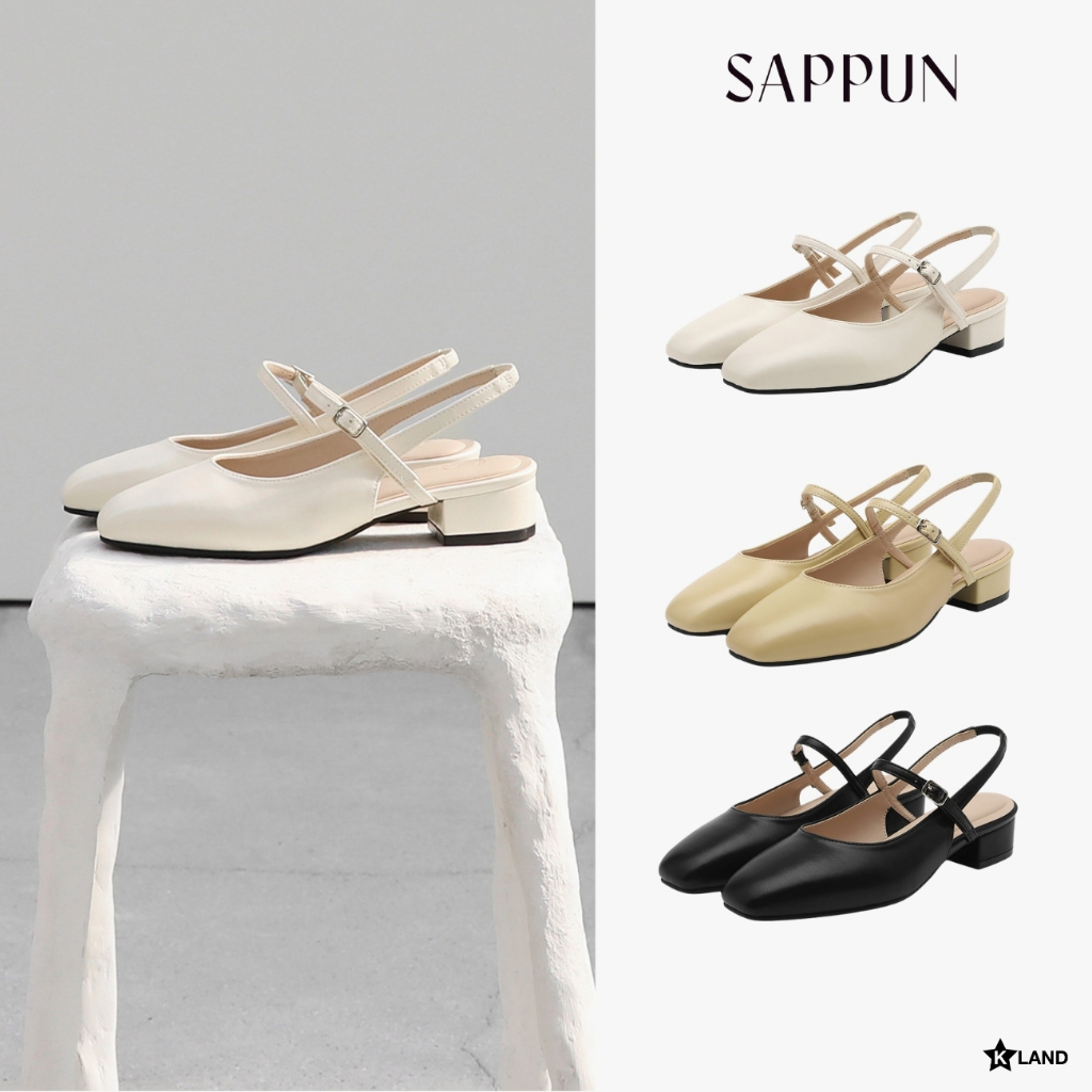 [ NEW Collection ] SAPPUN รุ่น Daphney Slingback Flats (ความสูง  3cm) รองเท้าส้นสูงรองเท้าผู้หญิง