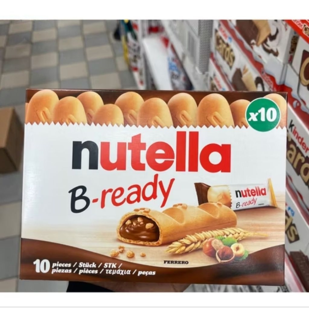 Nutella B-Ready เวเฟอร์อบกรอบสอดไส้นูเทลล่า (1 กล่อง มี 10 ชิ้น) ขนมนำเข้า