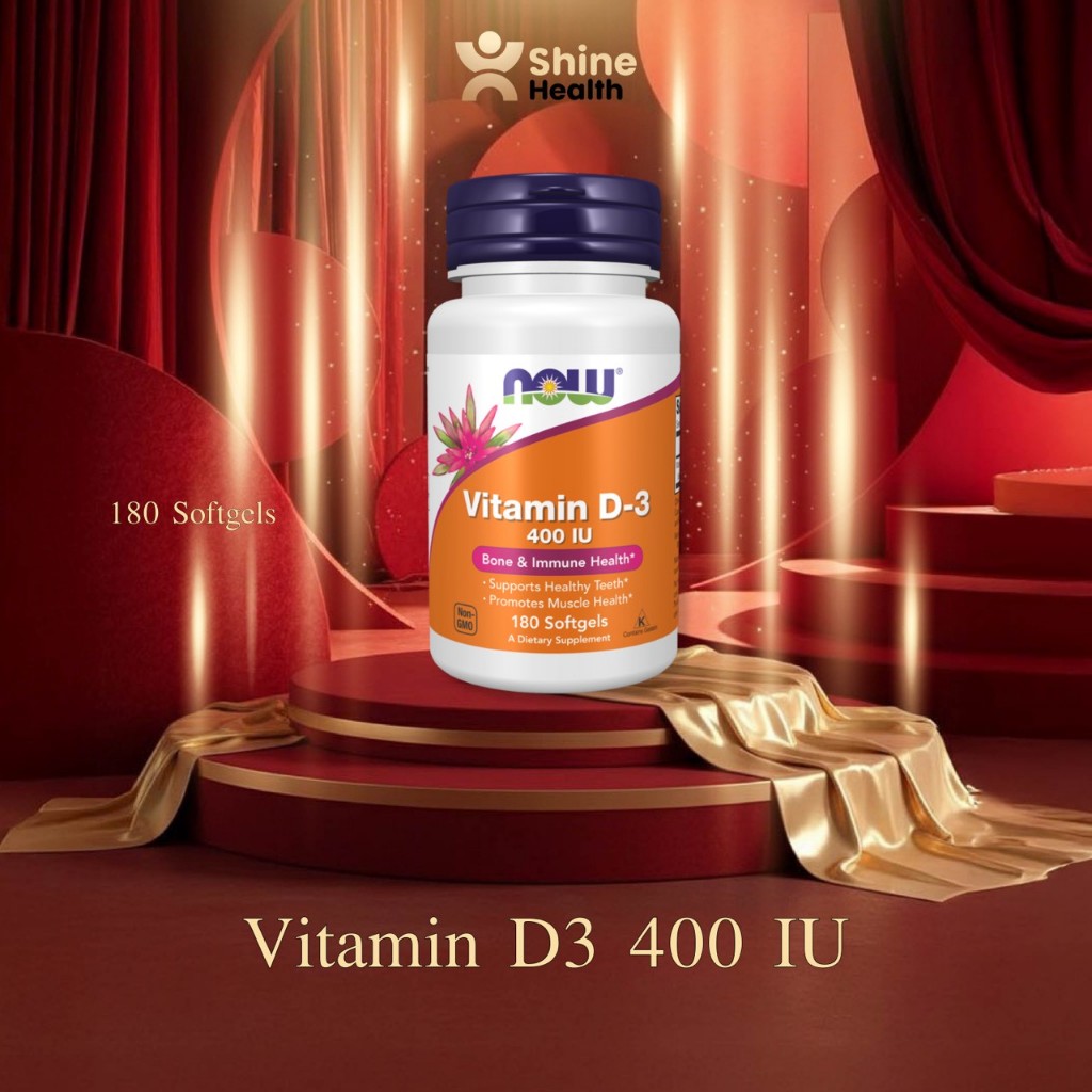 Now Foods Vitamin D3 400IU | วิตามินดี 3 400IU 180 ซอลฟ์เจล