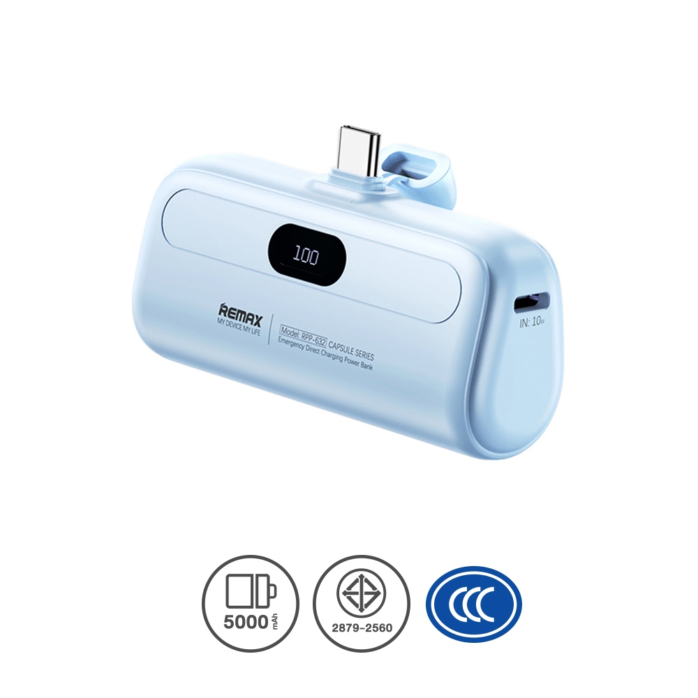 Remax Power Bank 5000mAh RPP-632 / RPP-633 - พาวเวอร์แบงค์ Type-C / IP ขนาดเล็กไซส์มินิ [ CCC ]