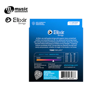 สายกีตาร์ไฟฟ้า Elixir® Nickel " Nanoweb " Super Light (.009 – .042) 3 Set #16566