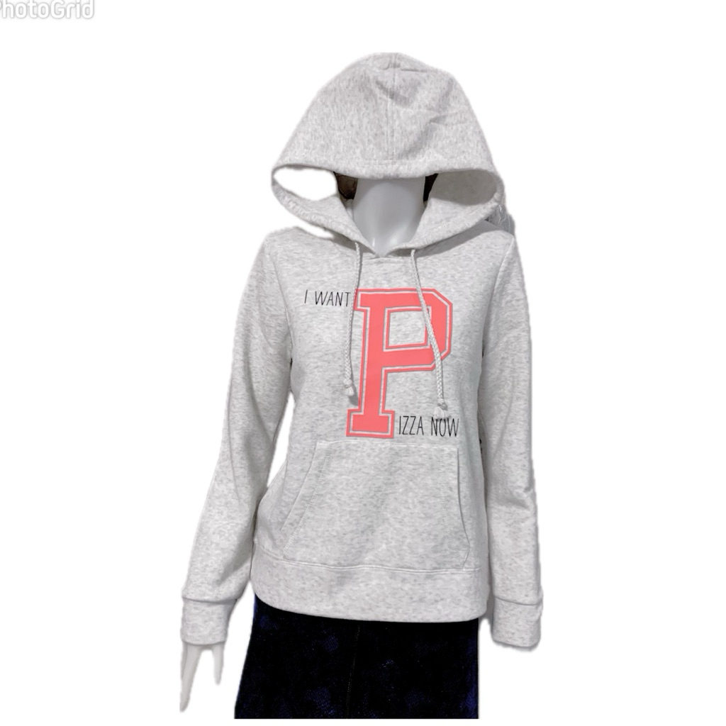 (SWY592)  เสื้อสเวตเชิ้ต ผ้าบุสำลี ฮู้ดดี้สีเทา top dye แบรนด์ FOREVER 21 ไซส์ XS อก 38“ (ยืดได้ถึง 