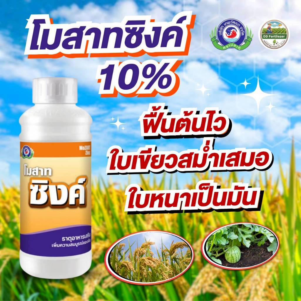 โมสาท ซิงค์ สังกะสี Zn 10% (ฟื้นต้นไว ใบเขียวสม่ำเสมอ ใบหนาเป็นมัน) │เทพวัฒนา ตราปลาคู่│