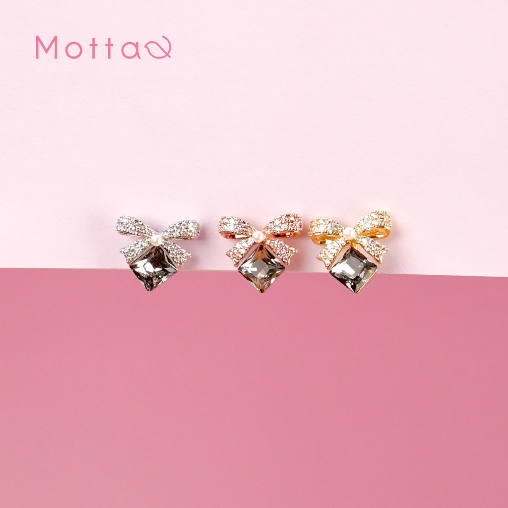 Motta Earring ต่างหูติดหูชุบทองคำขาว โบว์สุดคิวท์ เพิ่มลุคหวาน