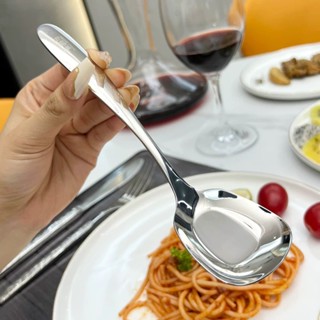 ช้อนสแตนเลสทรงกลาง หัวเหลี่ยม หนาเงา ช้อนซุป สีเงิน  เกรดดี …