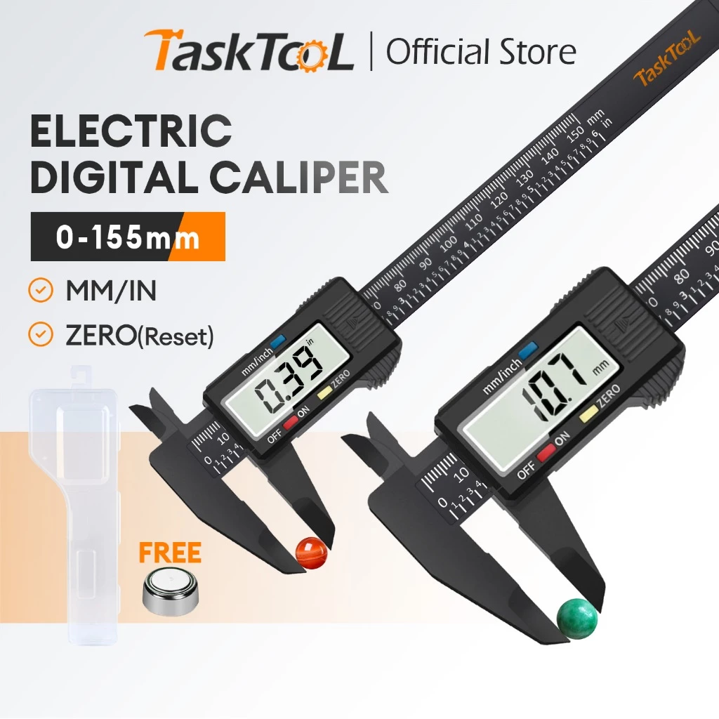 TASKTOOL เวอร์เนียร์ ดิจิตอล 1.7 นิ้ว ความแม่นยำสูง 0-150mm ตัวเครื่องโลหะ Digital Vernier caliper มีแบตเตอรี่ให้มาด้วย
