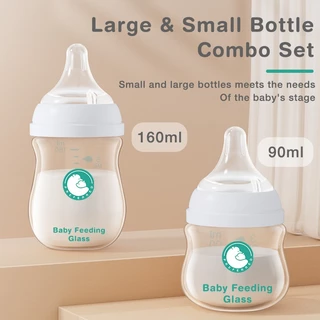 Preferred ขวดนม ขวดนมแก้ว 90ml /160ml ขวดแก้วเด็กคอกว้าง ป้องกันอาการโคลิค ปลอด BPA Free GB01