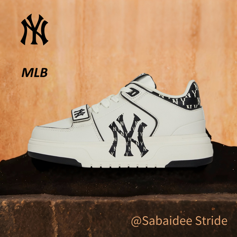 ของแท้ 100% MLB Chunky Liner mid Black And White Low Sneakers