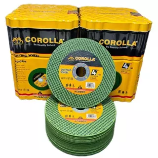 ใบตัดเหล็ก ตัดสเตนเลส 4นิ้ว COROLLA (107 mm) 1.2 มิล ใย 2 ชั้น เกรดพีเมียม (ค่าส่งถูก) 1กล่องมี 100 แผ่น