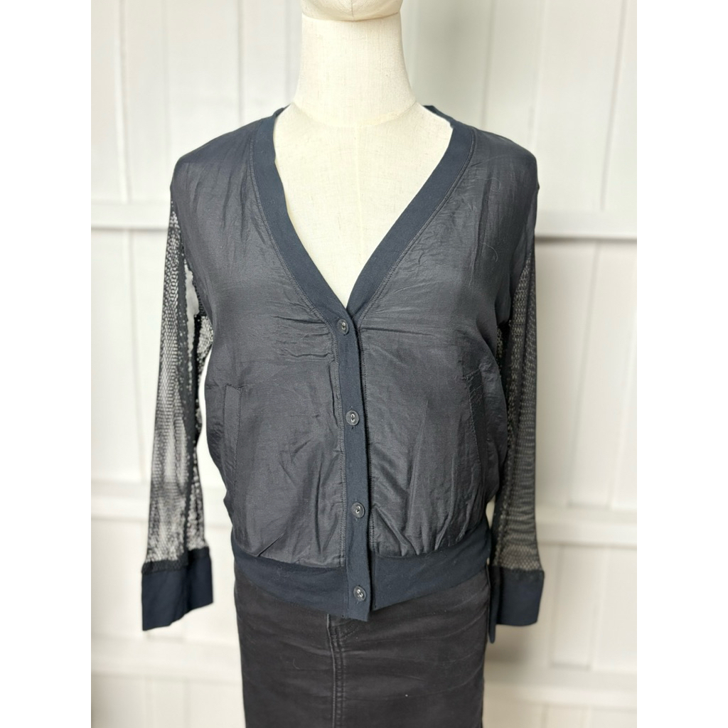 YISHION เสื้อมือหนึ่งสีดำ หน้าผ้า 36 ยาว 20 นิ้ว