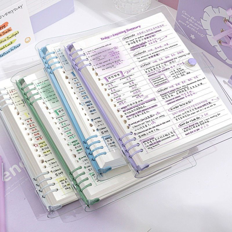 พร้อมส่ง สมุดโน๊ต B5 สไตล์เกาหลี กระดาษ  60 ใบ ถอดเปลี่ยนไส้ได้ สมุดบันทึกสันเกลียวใส แข็งแรง ทนทาน B5 Binder