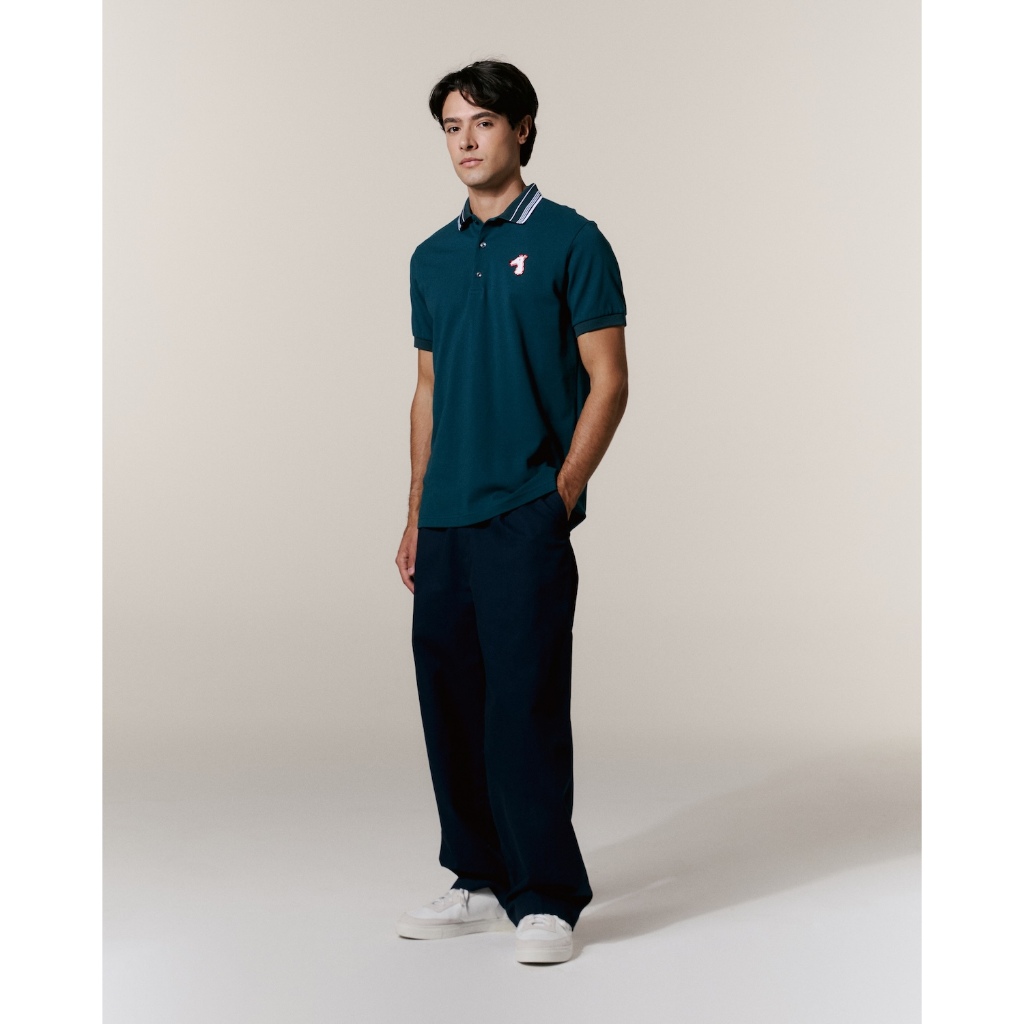 A25ME HAPPY HO HOUND STRIPRED COLLAR  POLO SHIRT