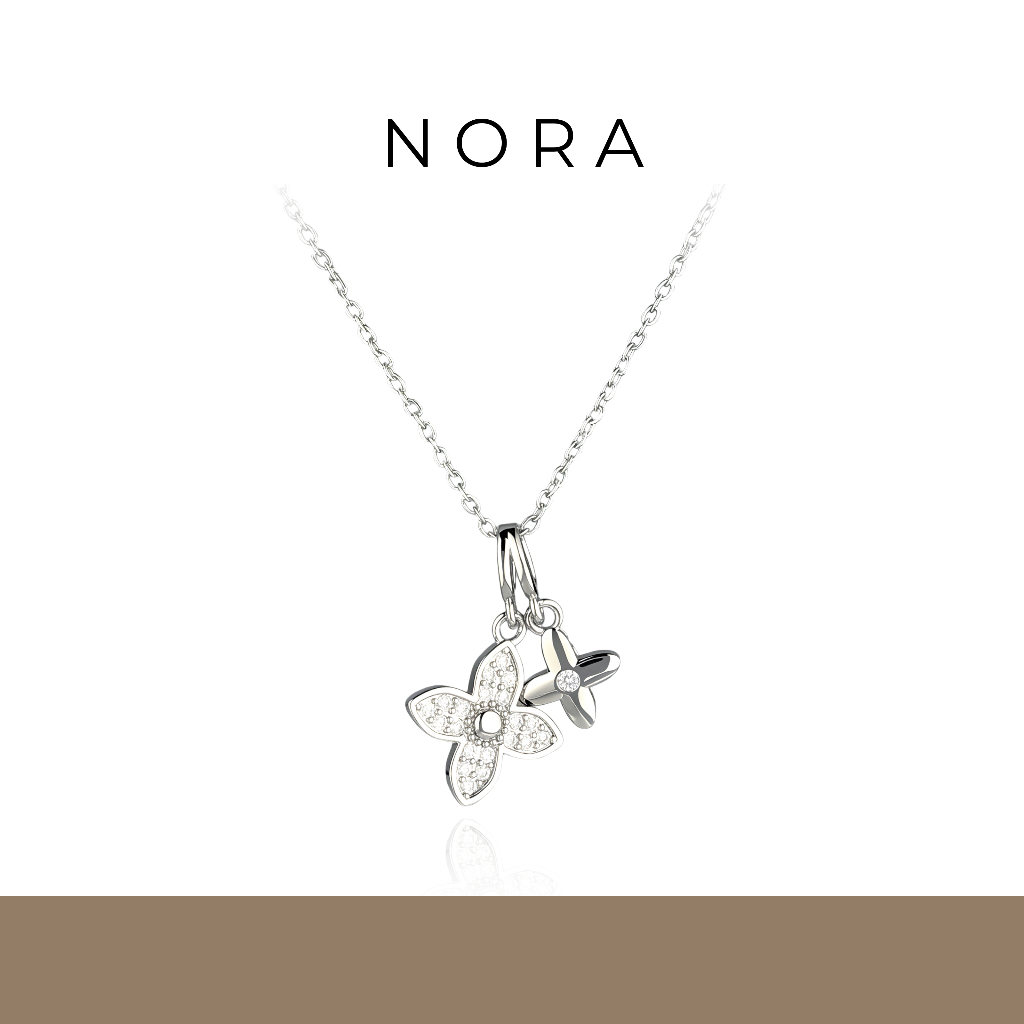 Jewelry สร้อยคอแฟชั่น จี้รูปใบโคลเวอร์สี่แฉก สร้อยคอเงิน สร้อยคอจี้หรูหรา สร้อยคอทองคำขาว N251303