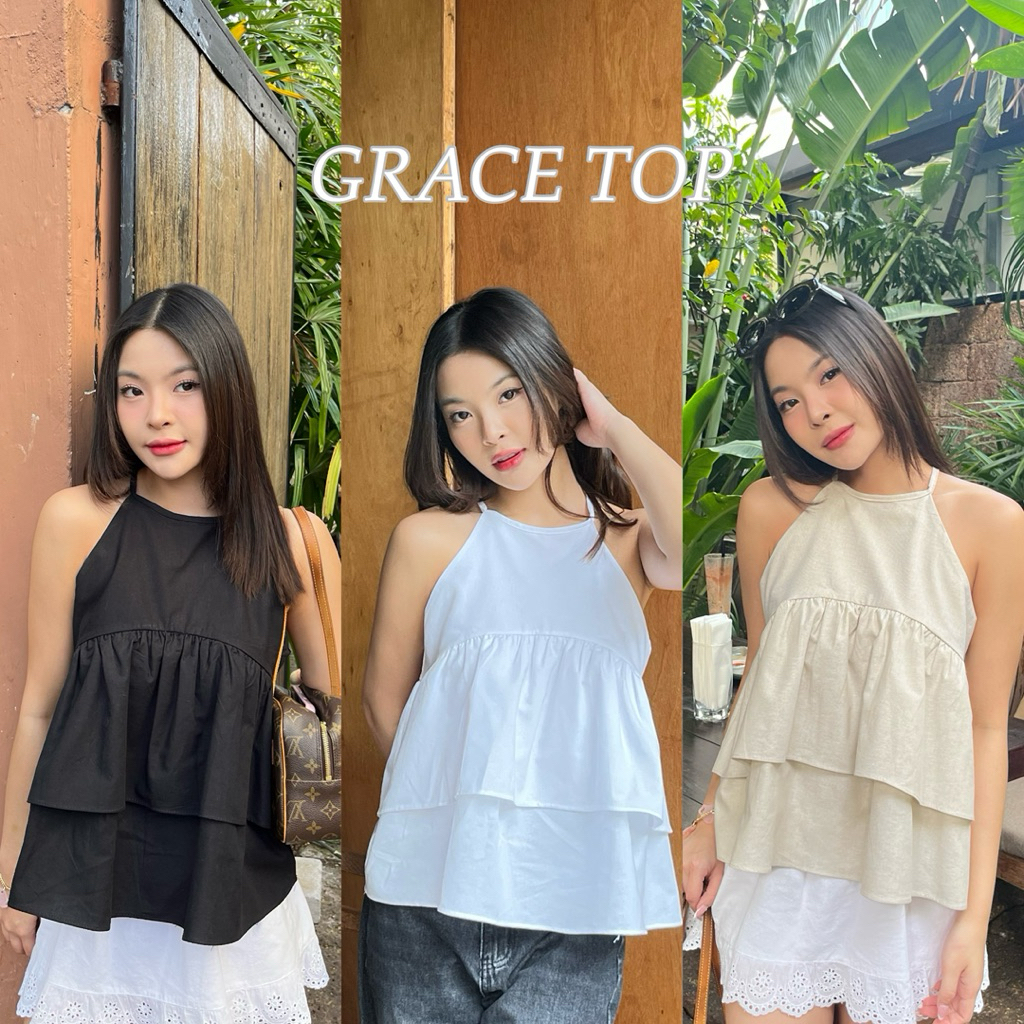 GRACE TOP - เสื้อสายเดี่ยวปลายระบาย (nita.bkk)